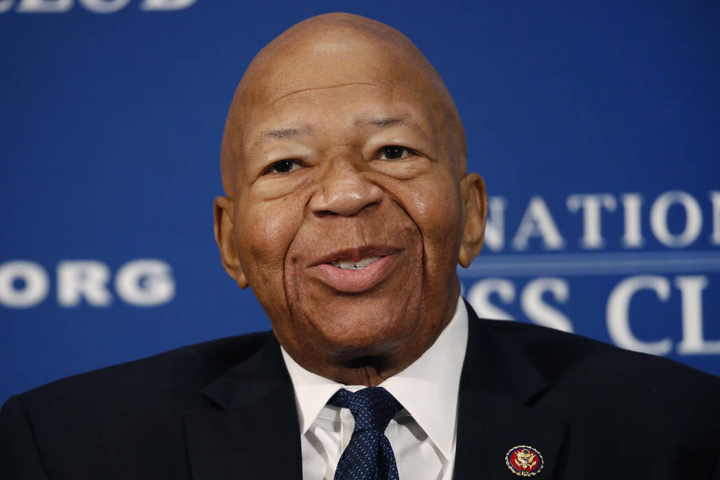 FILE - In this Aug. 7, 2019, file photo, Rep. Elijah Cummings, D-Md., speaks during a luncheon ...
