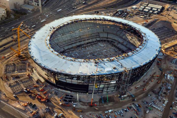 The Raiders Allegiant Stadium construction site on Wednesday, Oct. 16, 2019, in Las Vegas. (L.E ...