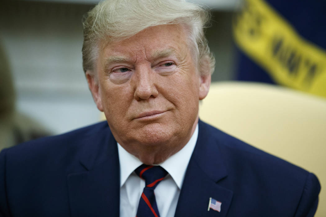 President Donald Trump listens during a meeting with Italian President Sergio Mattarella in the ...