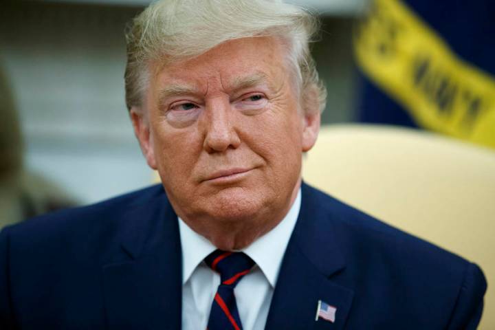 President Donald Trump listens during a meeting with Italian President Sergio Mattarella in the ...