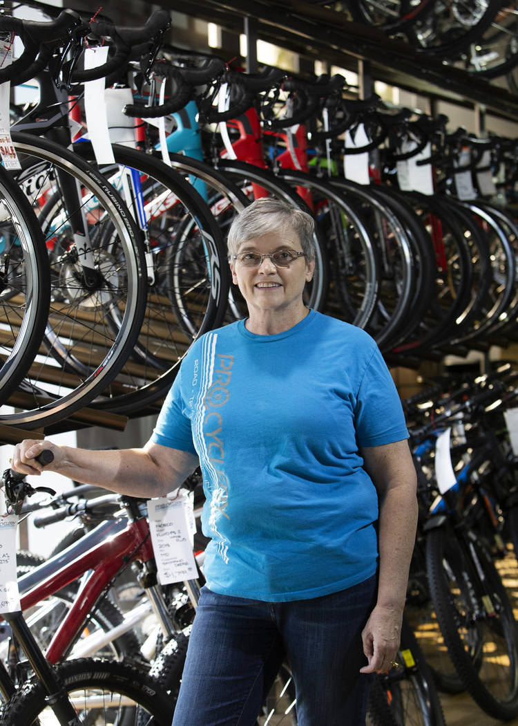 Pro Cyclery co-owner Cheri Tillman stands for a portrait in her store on Wednesday, Oct. 16, 20 ...