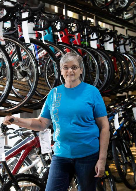 Pro Cyclery co-owner Cheri Tillman stands for a portrait in her store on Wednesday, Oct. 16, 20 ...