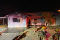 Crews battle a house fire Thursday, Oct. 17, 2019, on the 5700 block of East Cheyenne Boulevard ...