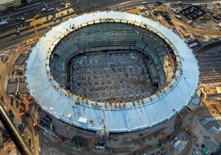 The Raiders Allegiant Stadium construction site on Wednesday, Oct. 16, 2019, in Las Vegas. (L.E ...