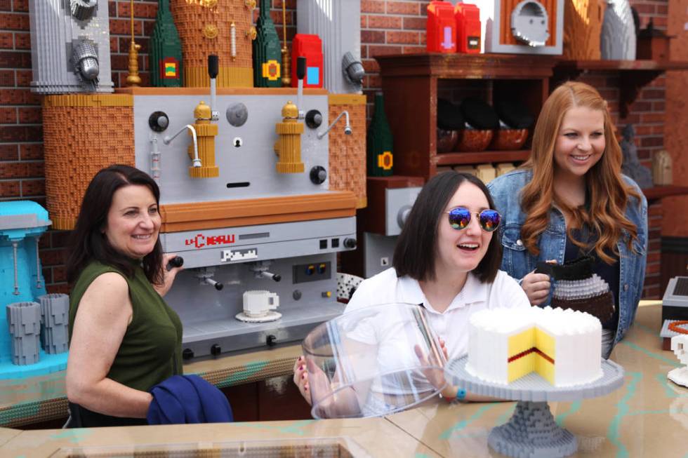 Kathy Panos, left, and daughter Isabelle, of Boise, Idaho, and friend Mattie Santy, of San Dieg ...