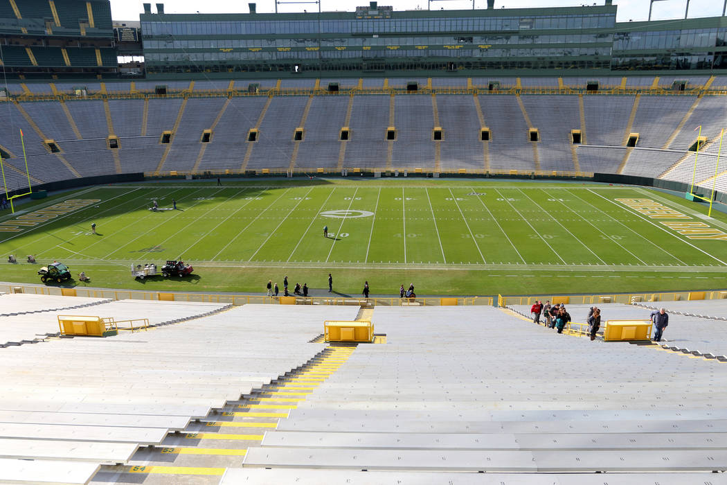 Lambeau Field, home of the Green Bay Packers, in Green Bay, Wis., on Friday, Oct. 18, 2019. (He ...