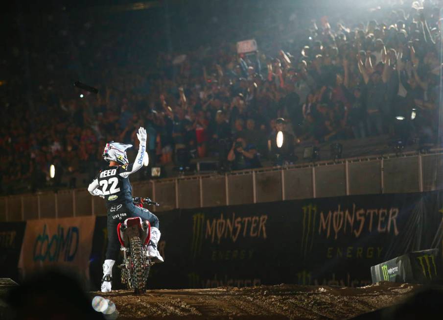 Chad Reed (22) motions to the crowd while being introduced during the opening ceremony of the M ...