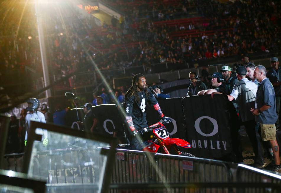 Malcolm Stewart (27) is introduced during the opening ceremony of the Monster Energy Cup Superc ...