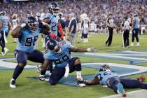Tennessee Titans defenders Tennessee Titans defenders Jeffery Simmons (98) and Jurrell Casey (9 ...