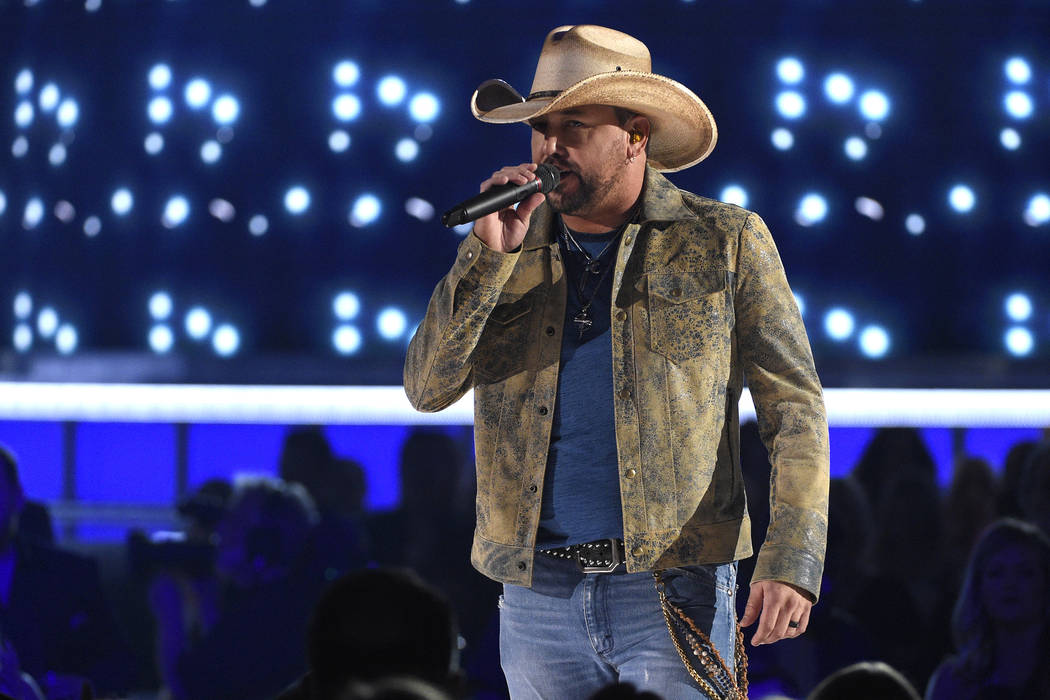 Jason Aldean performs "Can't Hide Red" at the 54th annual Academy of Country Music Aw ...