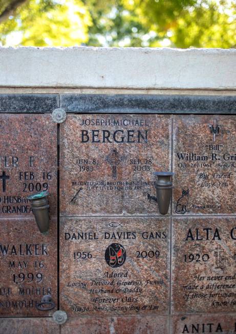 Danny Gans' grave sits in Palm Eastern Cemetery on Monday, Oct. 21, 2019, in Las Vegas. The Ame ...