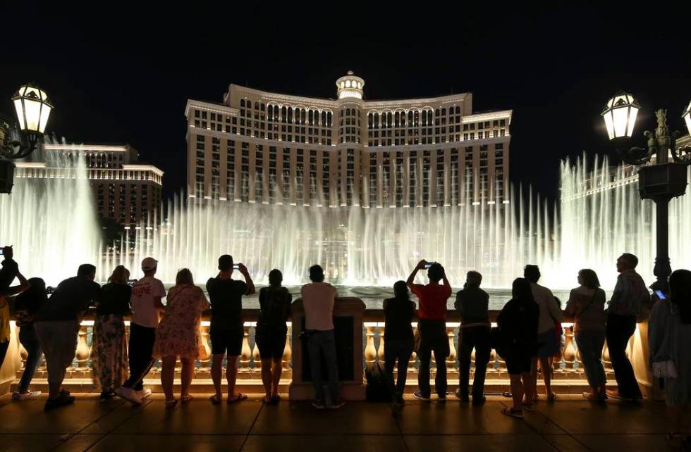 The water fountain show outside the Bellagio on the Las Vegas Strip. (Richard Brian/Las Vegas R ...