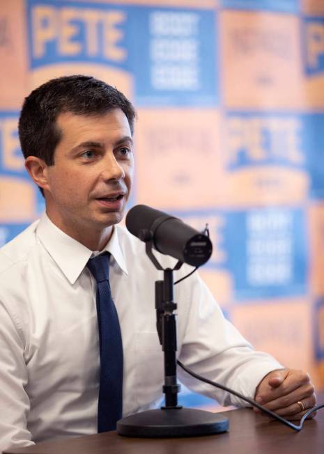 Presidential candidate Pete Buttigieg speaks with the Las Vegas Review-Journal at his campaign ...