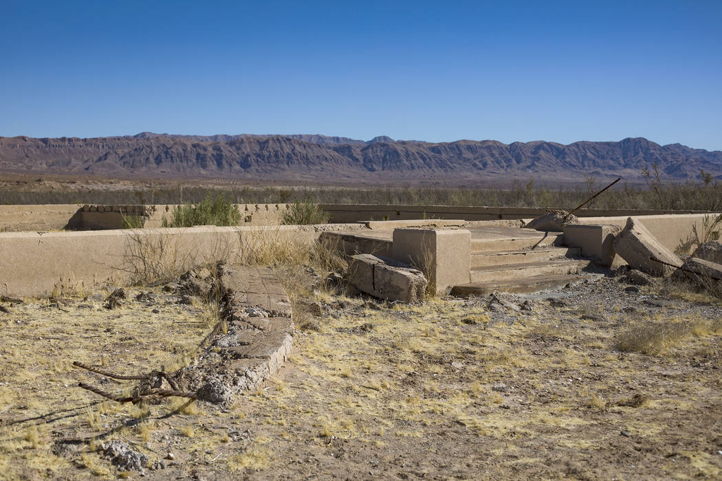 Remnants of the school house in St. Thomas, in the Lake Mead National Recreation Area, Tuesday, ...