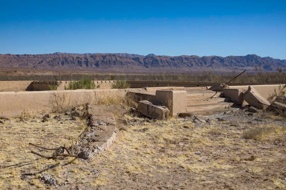 Remnants of the school house in St. Thomas, in the Lake Mead National Recreation Area, Tuesday, ...