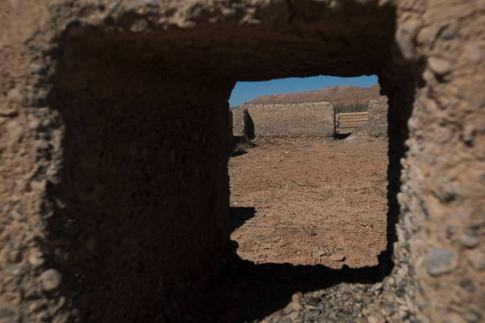 Remnants of a structure in St. Thomas, in the Lake Mead National Recreation Area, Tuesday, Oct. ...