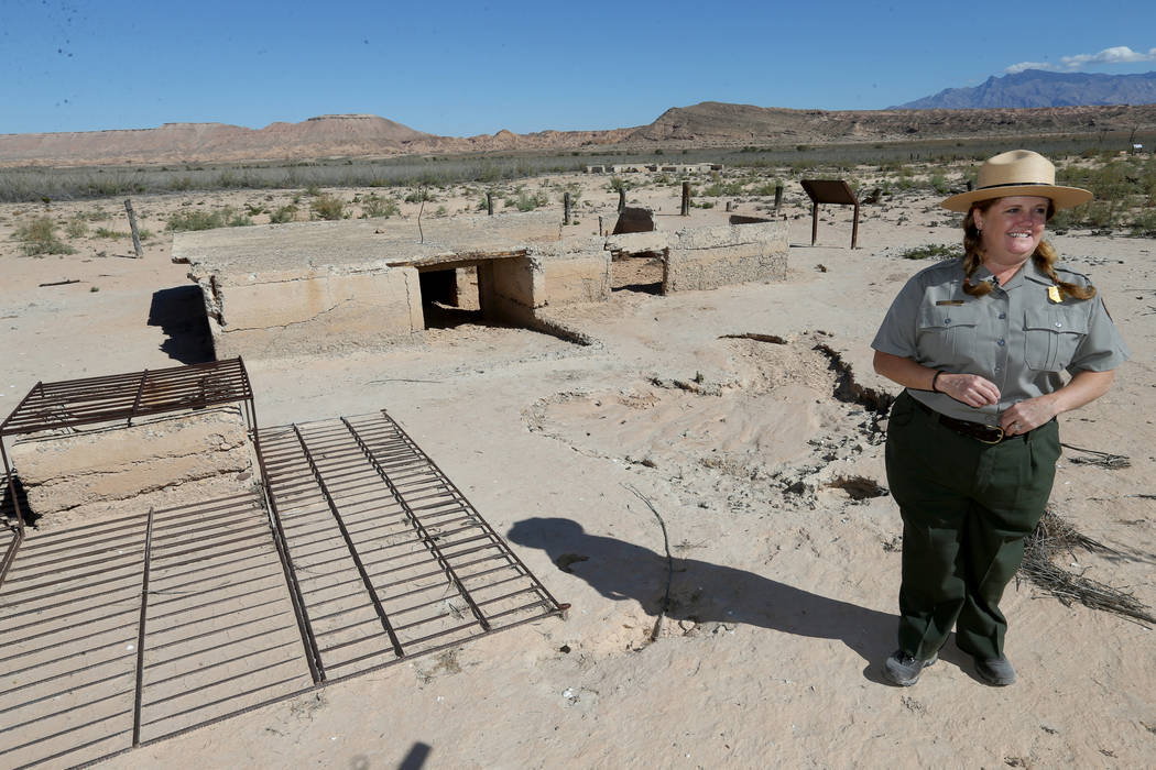 Lake Mead National Recreation Area spokeswoman Christie Vanover with the remains of the Fenton ...