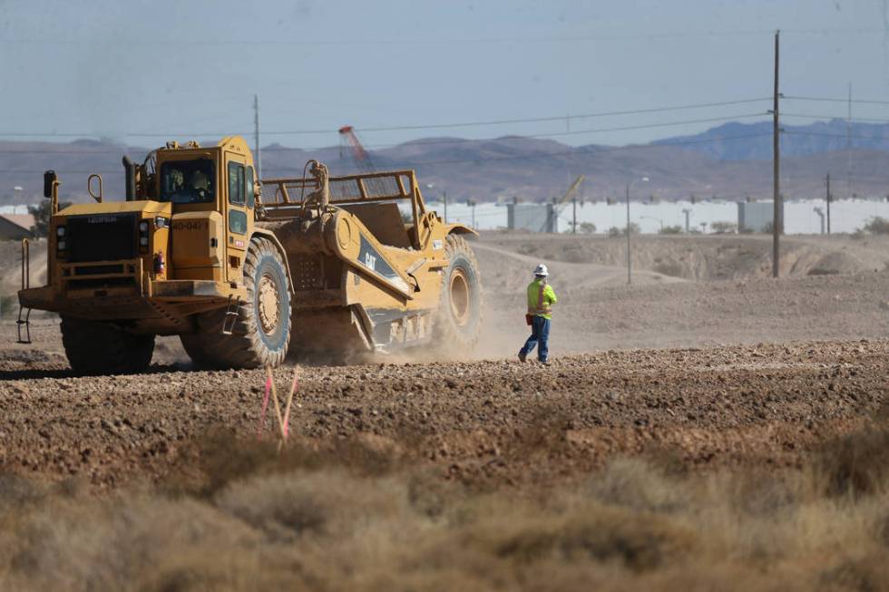 Construction at the intersection of Washburn Road and Statz Street in North Las Vegas, Wednesda ...