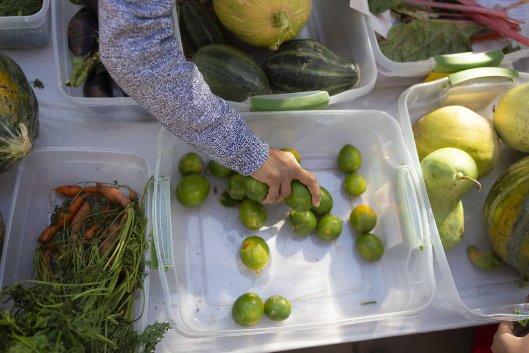 A costumer chooses limes from Helen Herr Elementary garden club booth during the nation's large ...