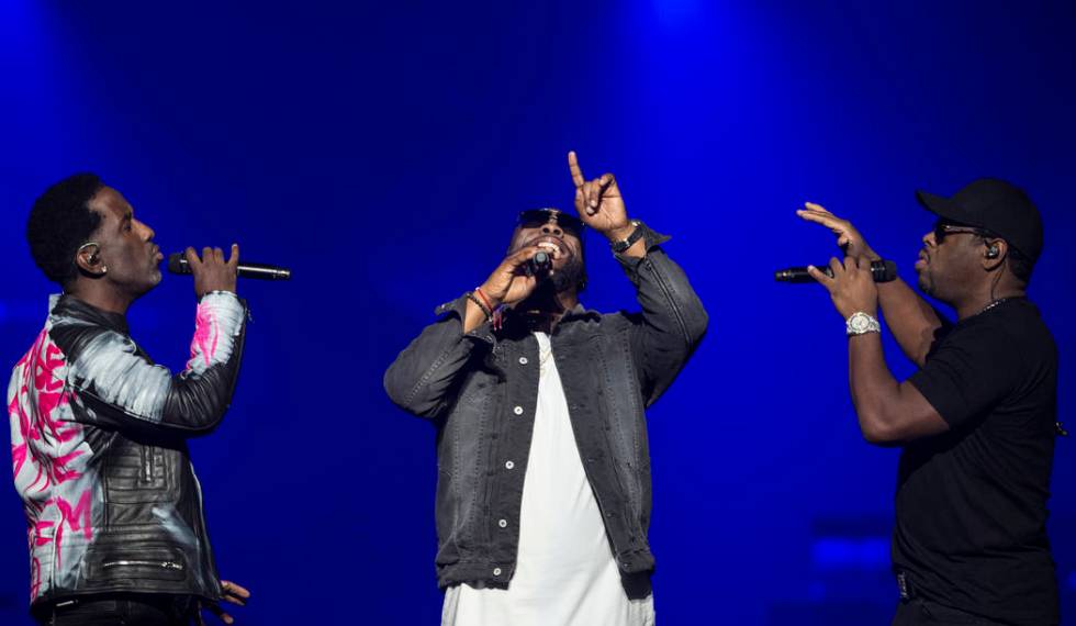 Boyz II Men perform during the Vegas Strong Benefit Concert at T-Mobile Arena on Friday, Dec. 1 ...