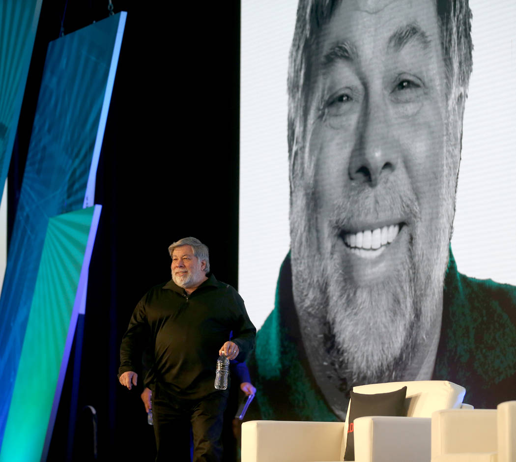 Steve Wozniak takes the stage to deliver the keynote address during the 2019 J.D. Power Auto Re ...