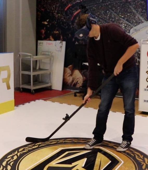 Review-Journal reporter Ben Gotz tries out the Golden Knights' new virtual reality experience, ...