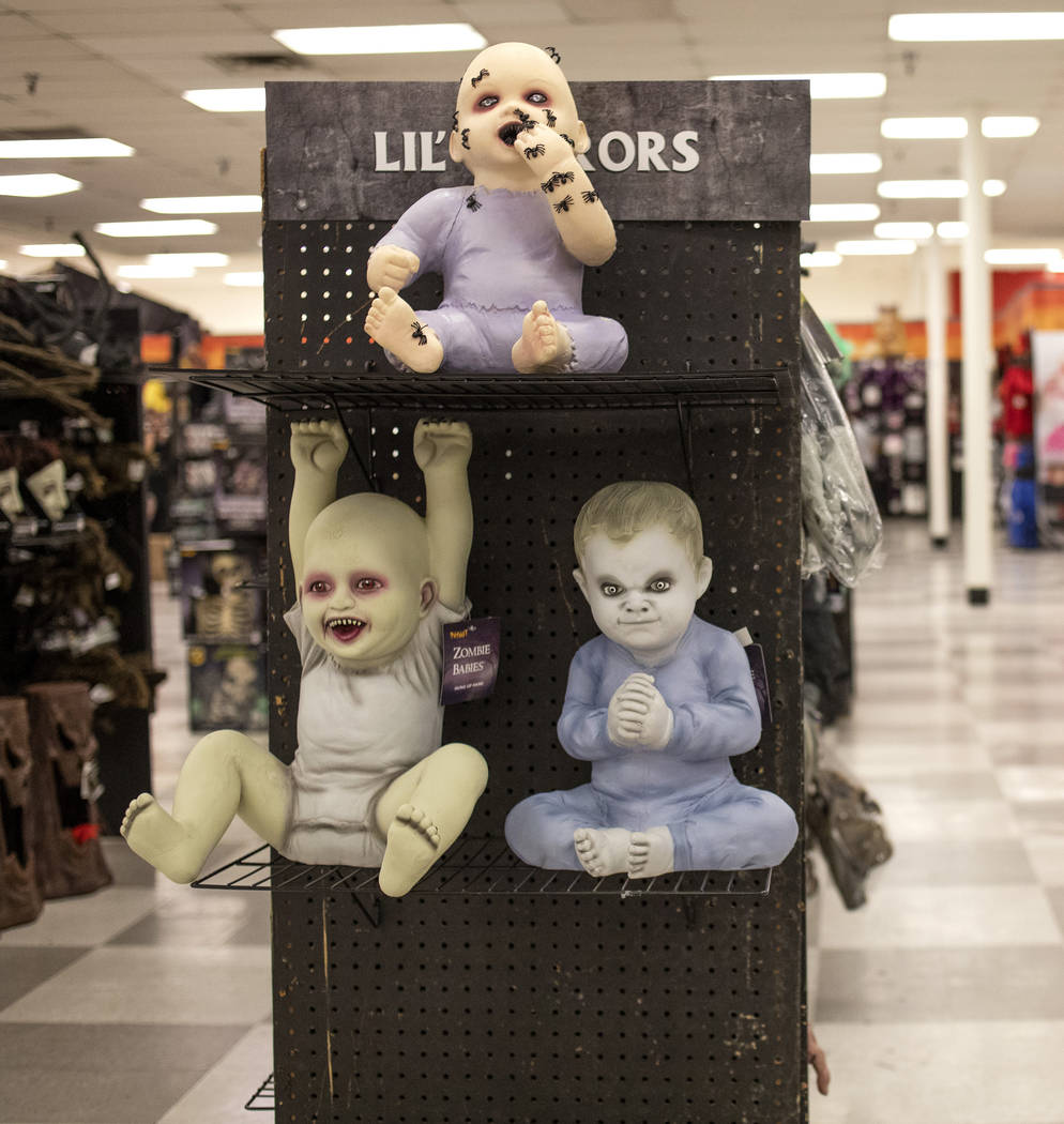 Halloween decorations are on display at Spirit Halloween on Wednesday, Oct. 23, 2019, in Las Ve ...