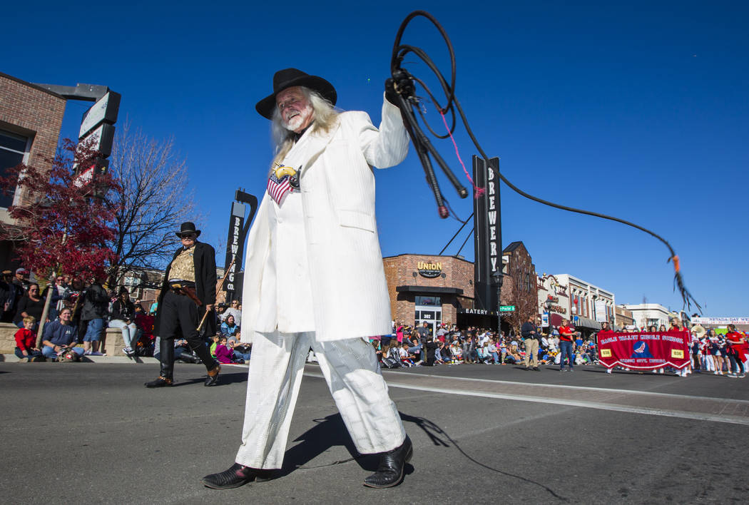 Doc Durden, of Viriginia City, participates in the annual Nevada Day Parade in Carson City on S ...