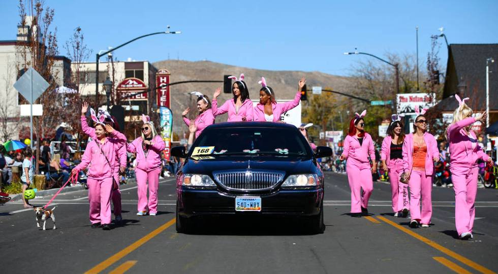 Members of the Moonlite BunnyRanch participate in the annual Nevada Day Parade in Carson City o ...