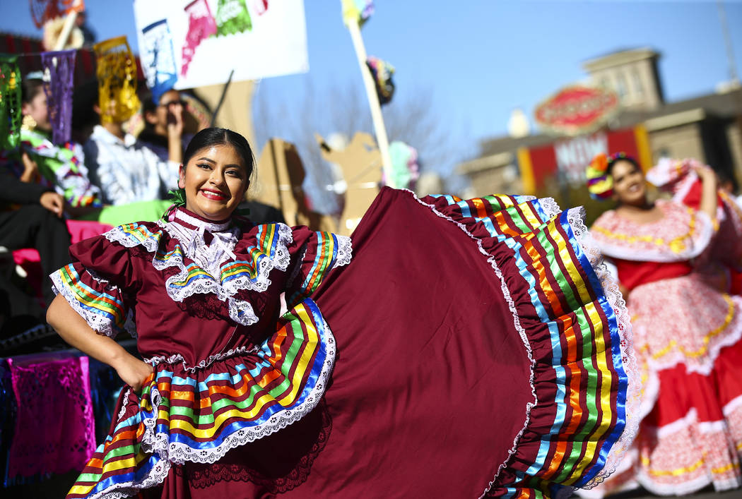 A member of Ballet Folklorico Flor de Castilla, of Reno, participates in the annual Nevada Day ...