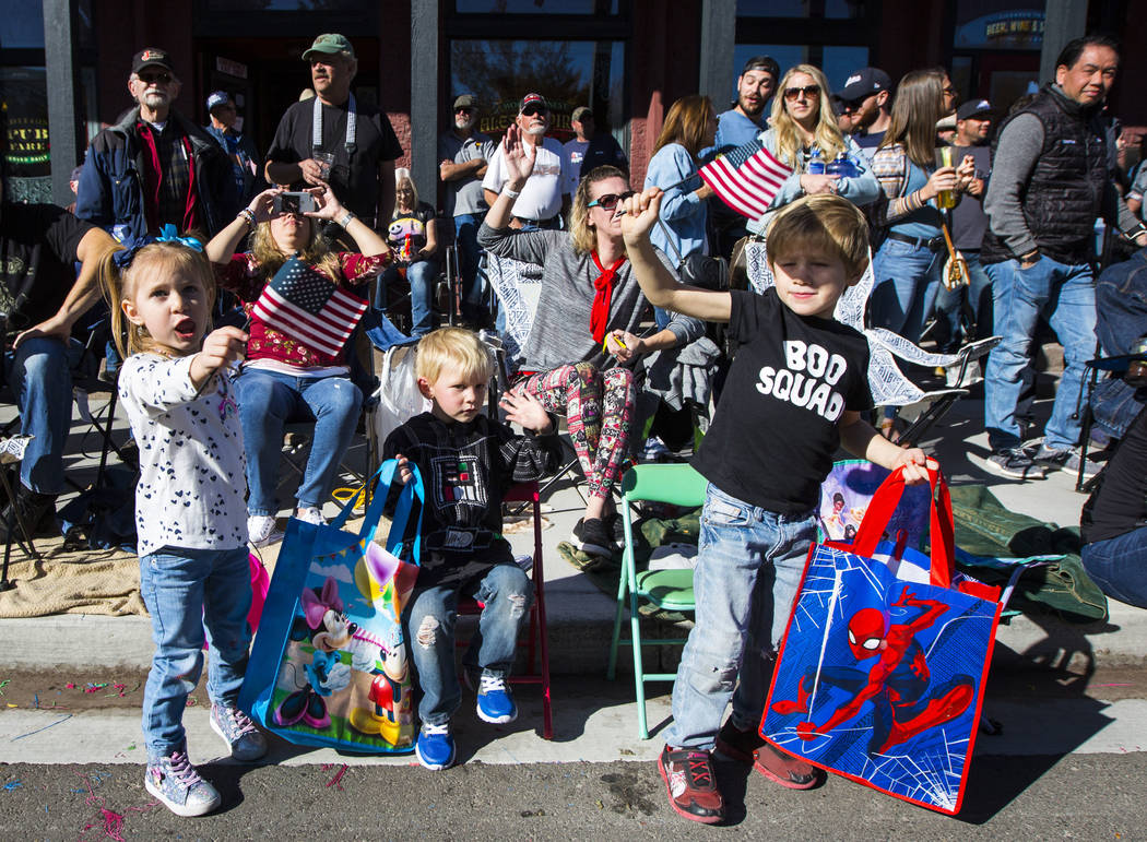 Attendees watch the annual Nevada Day Parade in Carson City on Saturday, Oct. 26, 2019. The par ...