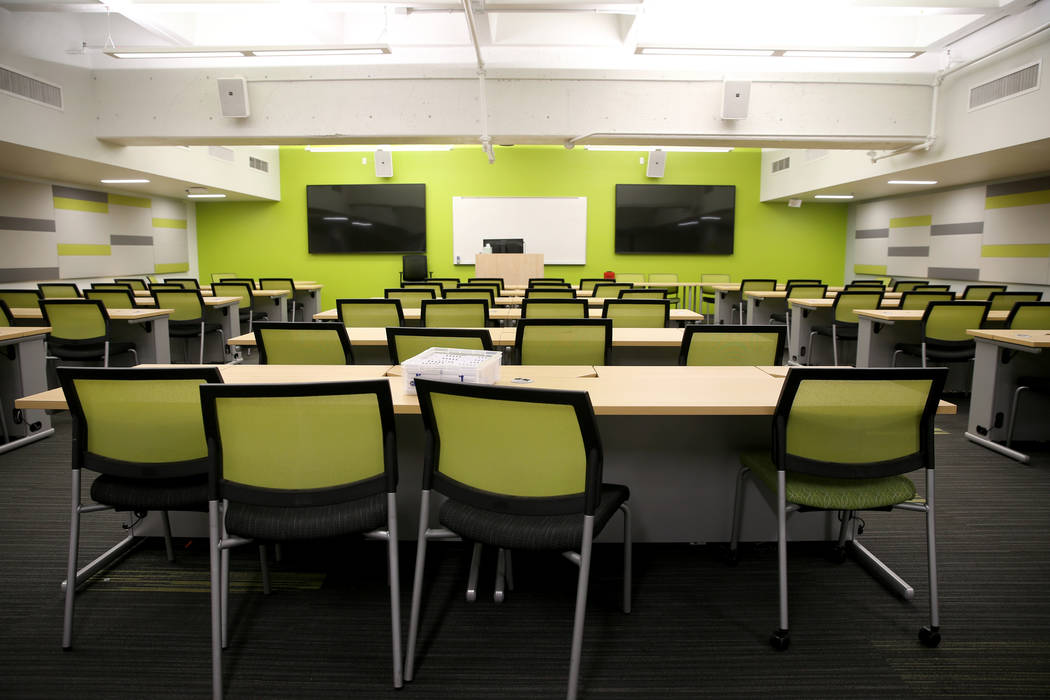 A classroom at the UNLV School of Medicine at the temporary Shadow Lane Biotech Research Center ...