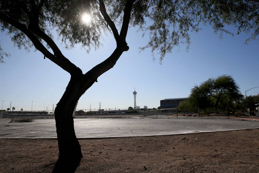 A 9-acre parcel of land at Shadow and Pinto lanes in Las Vegas Tuesday, Oct. 29, 2019, is the p ...