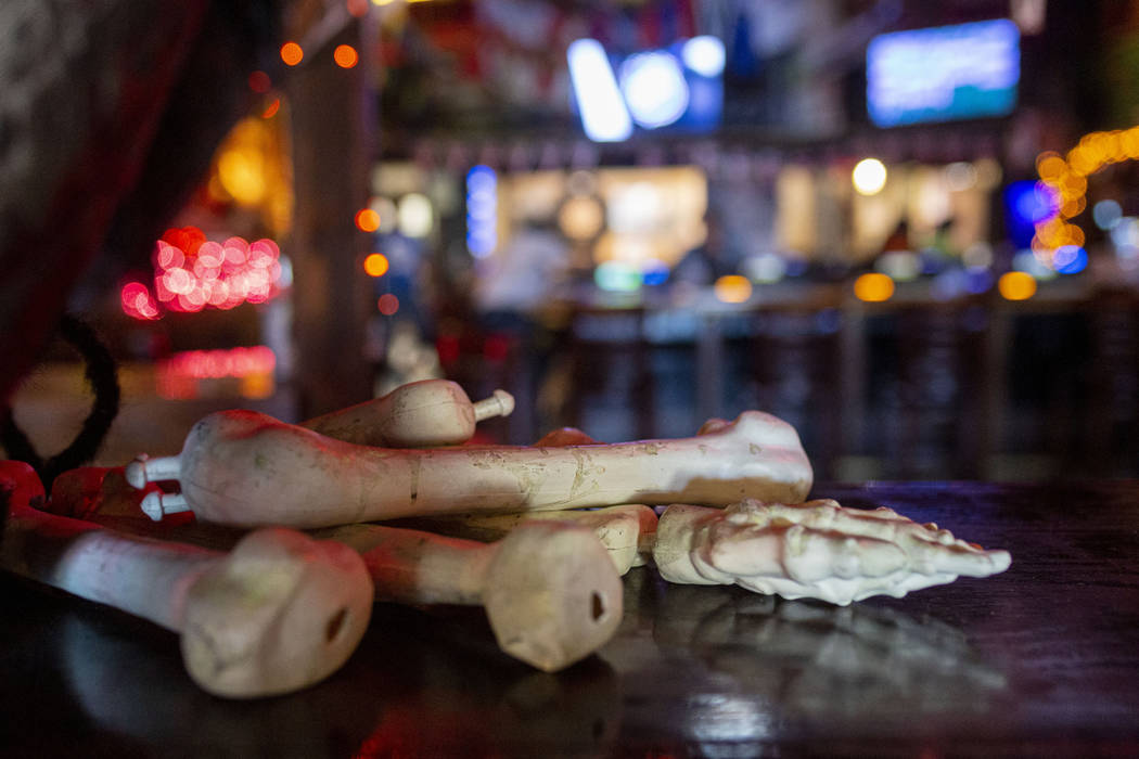 Halloween decor in the allegedly "haunted" Crown & Anchor Pub in Las Vegas on Friday, Oct. 25, ...