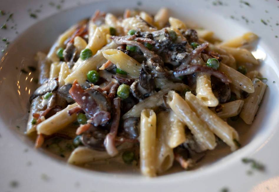 Speck, a pasta dish at Spaghetty Western, includes mushrooms, peas, smoked prosciutto and a fou ...