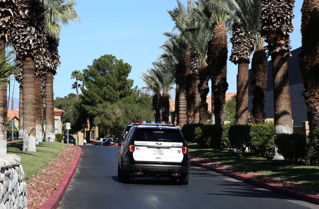 Las Vegas police are investigating a fatal stabbing on Sunday, Oct. 27, 2019, at Indian Hills A ...