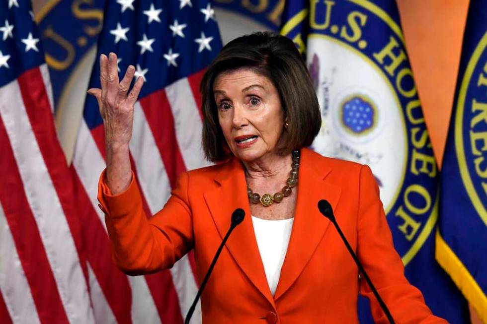 House Speaker Nancy Pelosi of Calif., speaks during a news conference on Capitol Hill in Washin ...