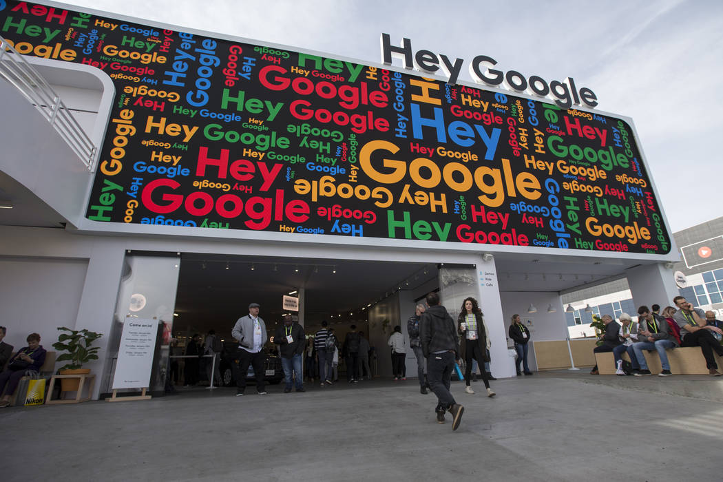 Exterior of the Google booth on day one of CES at the Las Vegas Convention Center in Las Vegas ...