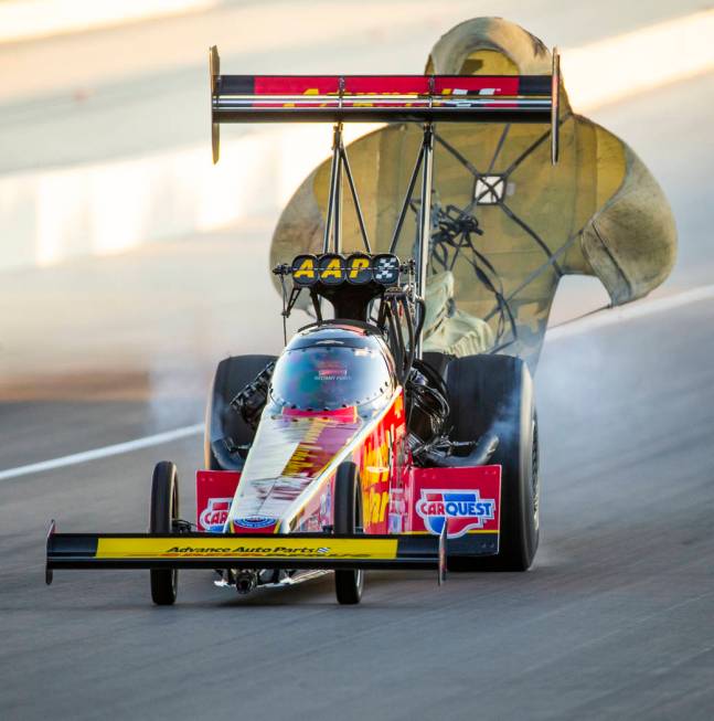 Top Fuel racer Brittany Force wins the final round of the Dodge NHRA Nationals at the Las Vegas ...