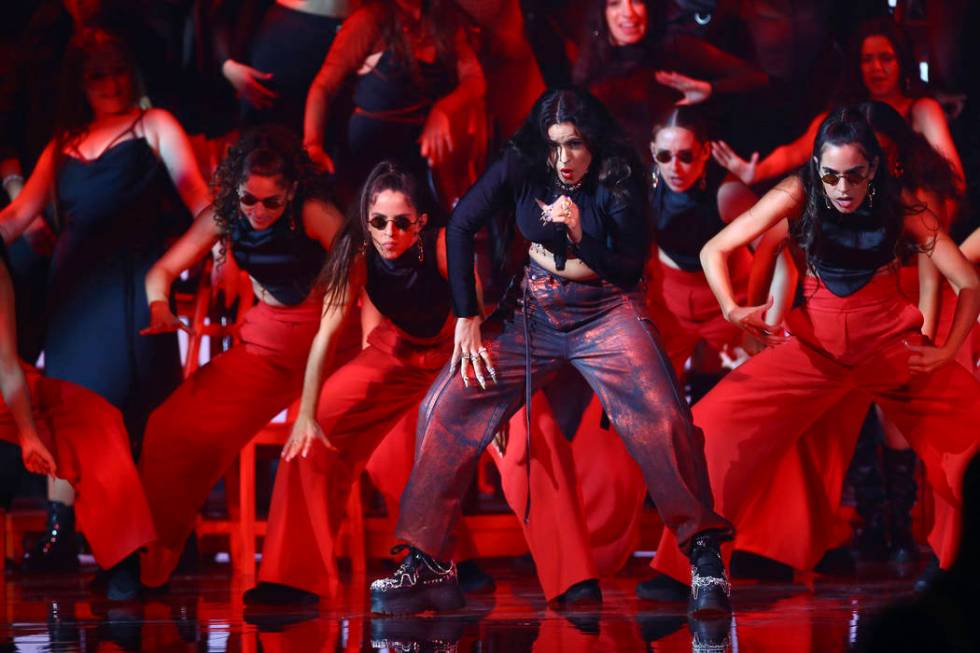 Rosalia performs during the European MTV Awards in Seville, Spain, Sunday, Nov. 3, 2019. (Photo ...