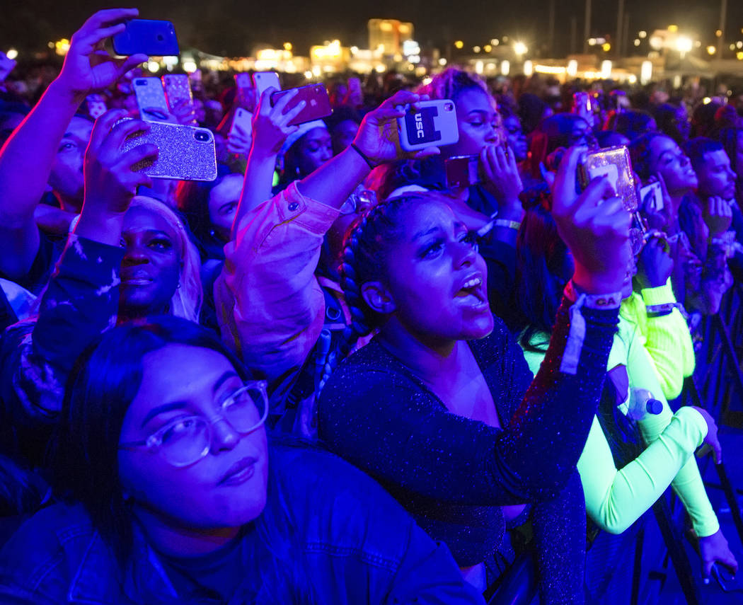 Fans cheer for Summer Walker on the Roll the Dice stage during the Day N Vegas music festival o ...