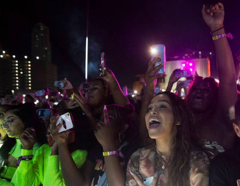 Fans cheer for Summer Walker on the Roll the Dice stage during the Day N Vegas music festival o ...