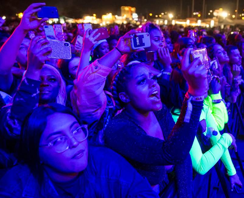 Fans cheer for Summer Walker on the Roll the Dice stage during the Day N Vegas music festival o ...