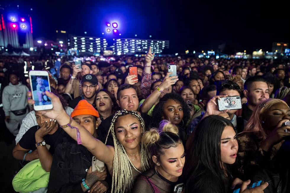 Fans cheer for Summer Walker on the Roll the Dice stage during the Day N Vegas music festival o ...