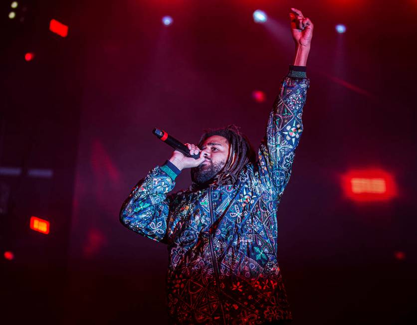 J. Cole performs on the Jackpot stage during the Day N Vegas music festival on Friday, Nov. 1, ...