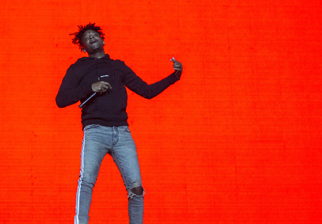 21 Savage performs on the Jackpot stage during Day N Vegas music festival on Saturday, Nov. 2, ...