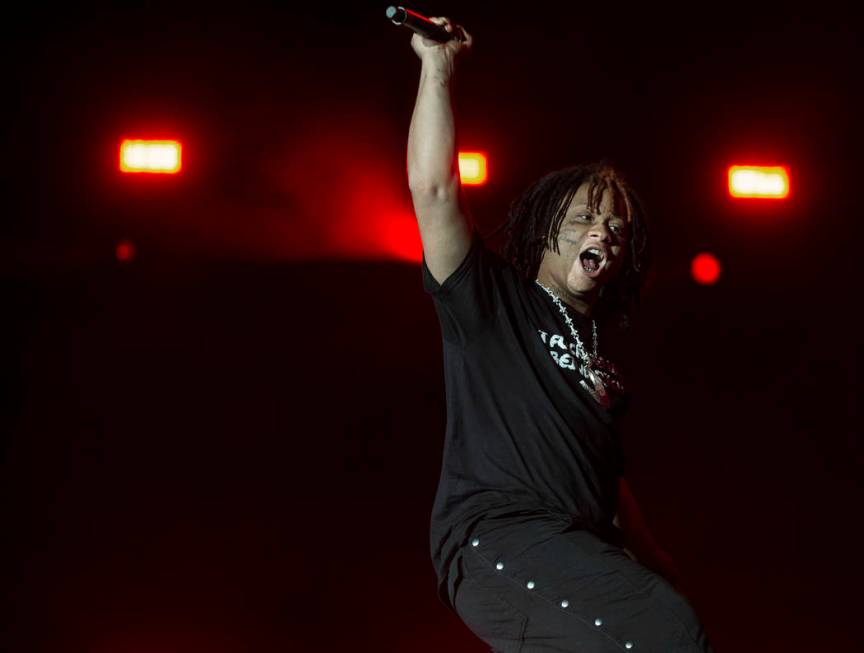 Trippie Redd performs on the Jackpot stage during Day N Vegas music festival on Saturday, Nov. ...