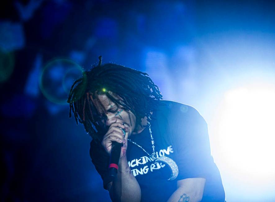 Trippie Redd performs on the Jackpot stage during Day N Vegas music festival on Saturday, Nov. ...