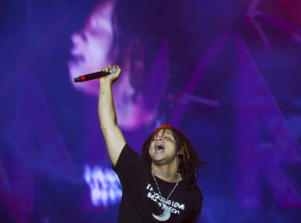 Trippie Redd performs on the Jackpot stage during Day N Vegas music festival on Saturday, Nov. ...