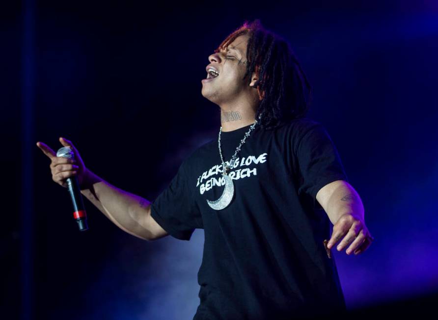 Trippie Redd performs on the Jackpot stage during Day N Vegas music festival on Saturday, Nov. ...